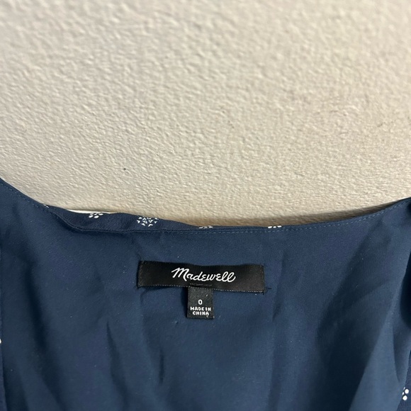 Madewell Blue Buttoned Tie Front Puff Sleeve Sundress - Picture 5 of 6